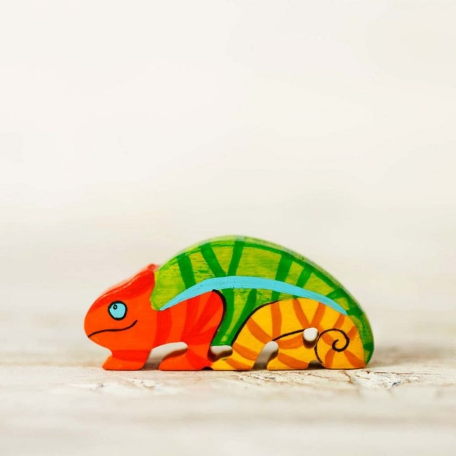 Toy Animals And Creatures Wooden Caterpillar | Wooden Chameleon Toy