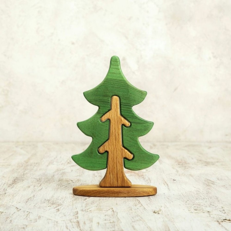 Tree Toys Wooden Caterpillar | Wooden Fir Tree Figurine