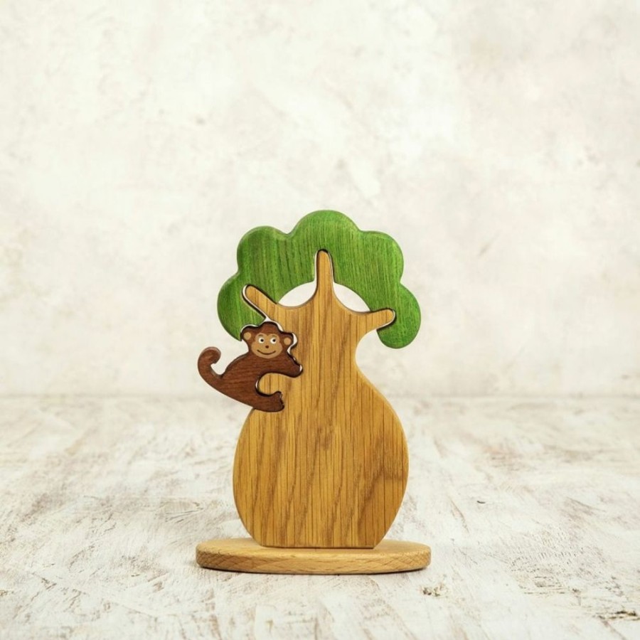 Tree Toys Wooden Caterpillar | Wooden Tree With A Monkey