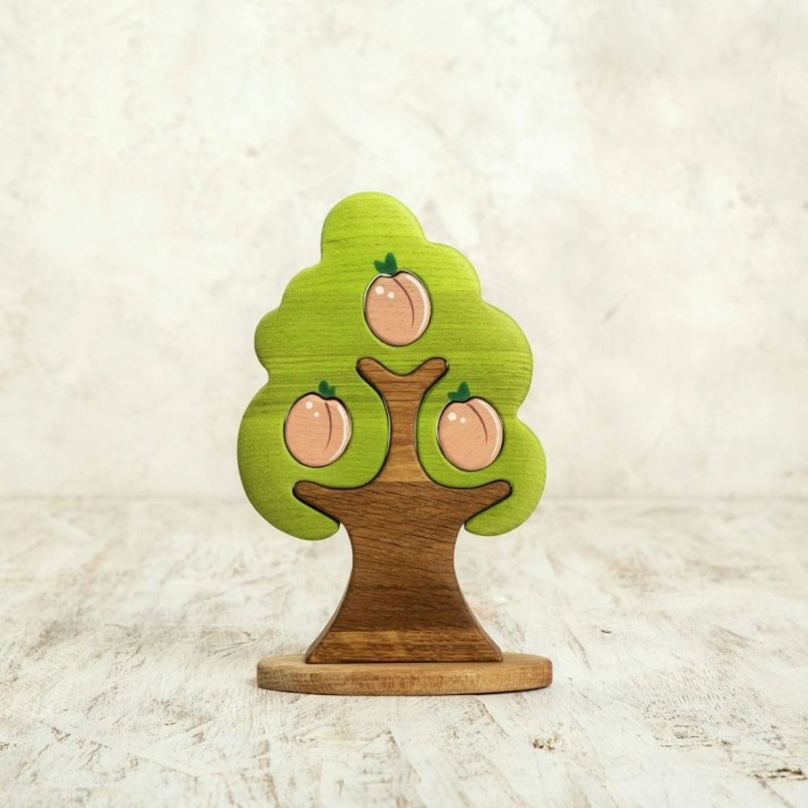 Tree Toys Wooden Caterpillar | Waldorf Wooden Tree Peach Puzzle