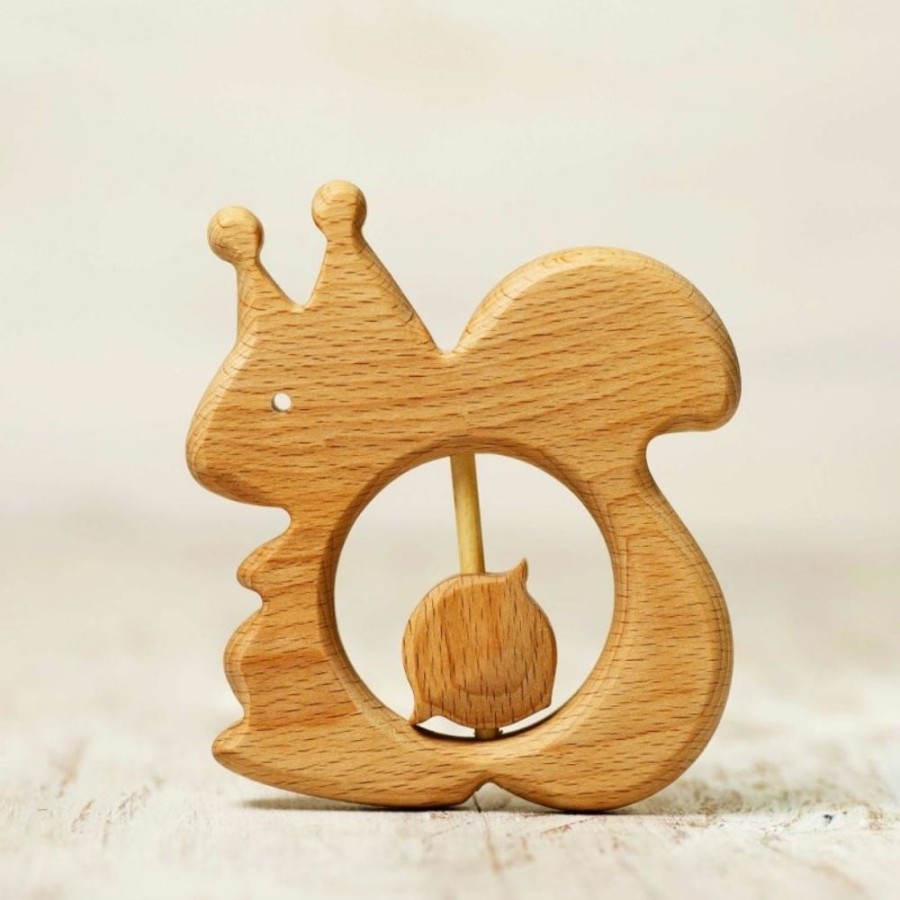 My First Toys Wooden Caterpillar | Baby Teether Toy Squirrel And Nut