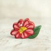 Toy Animals And Creatures Wooden Caterpillar | Wooden Red Flower Figurine