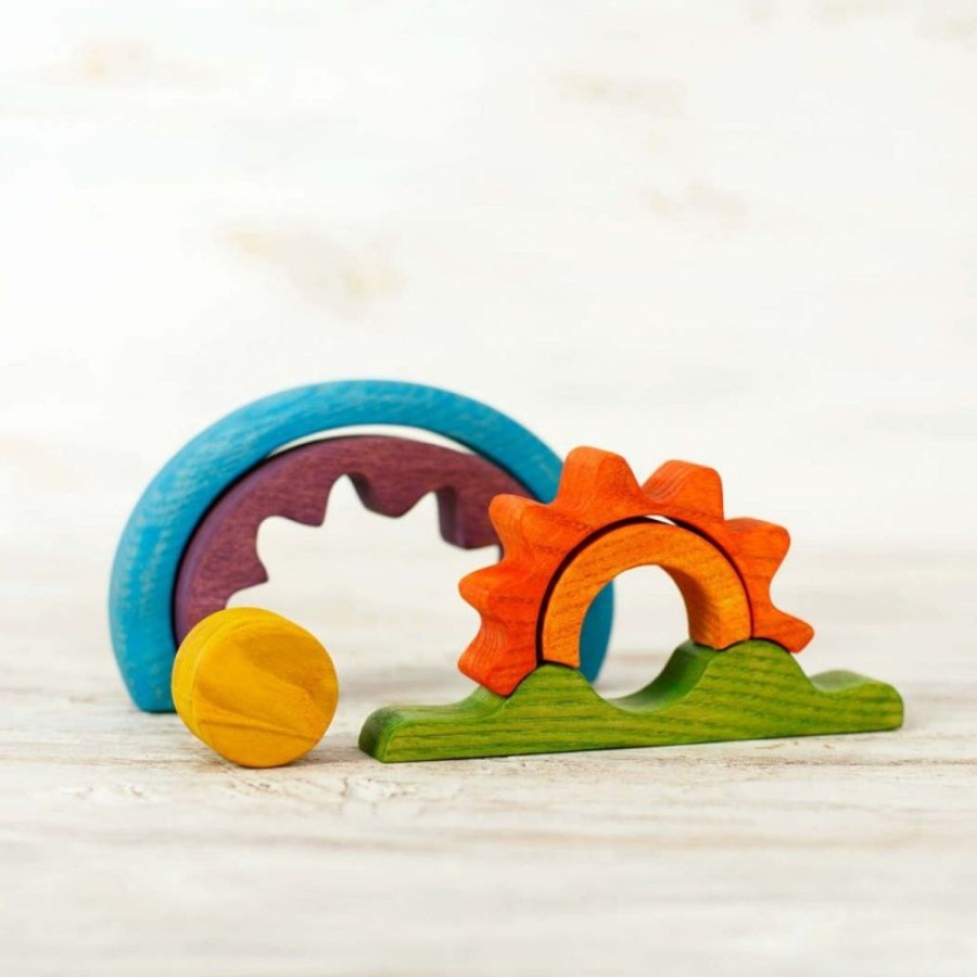 Learning Toys Wooden Caterpillar | Waldorf Stacker Sun Rise