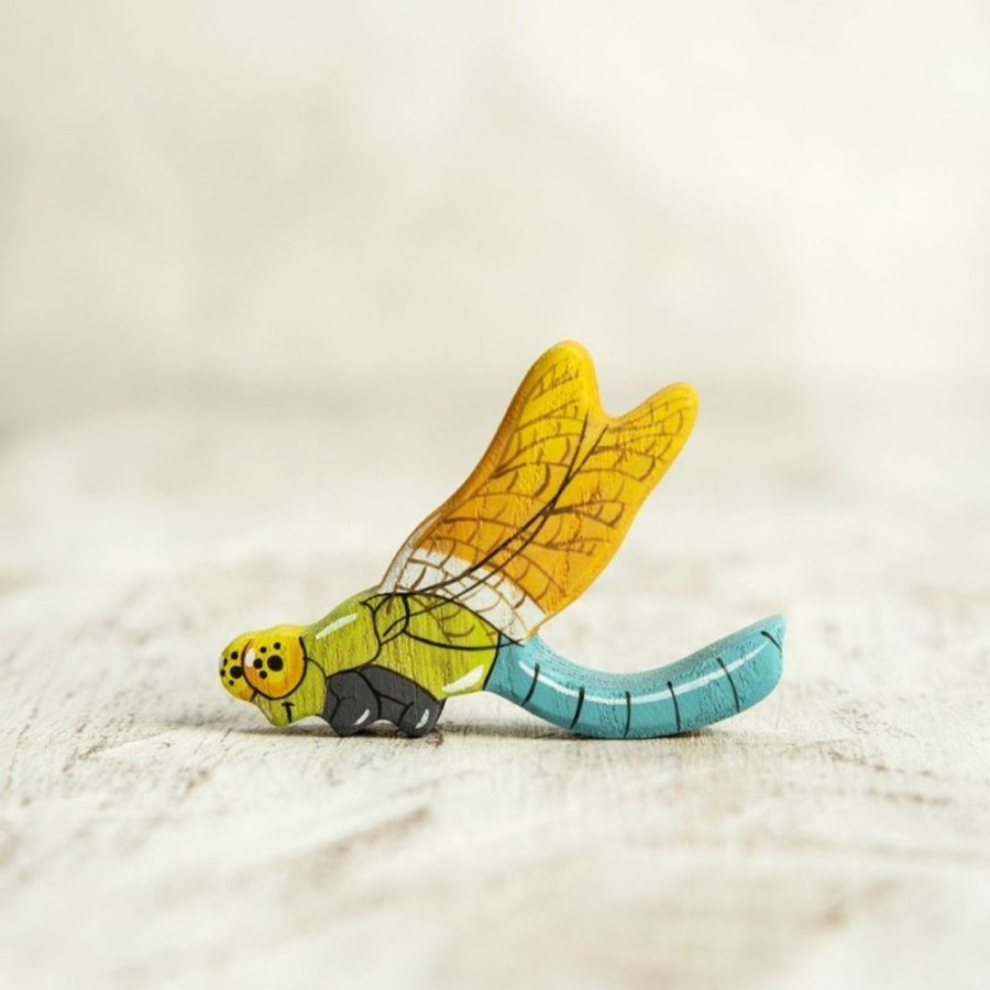 Toy Animals And Creatures Wooden Caterpillar | Wooden Dragonfly Figurine