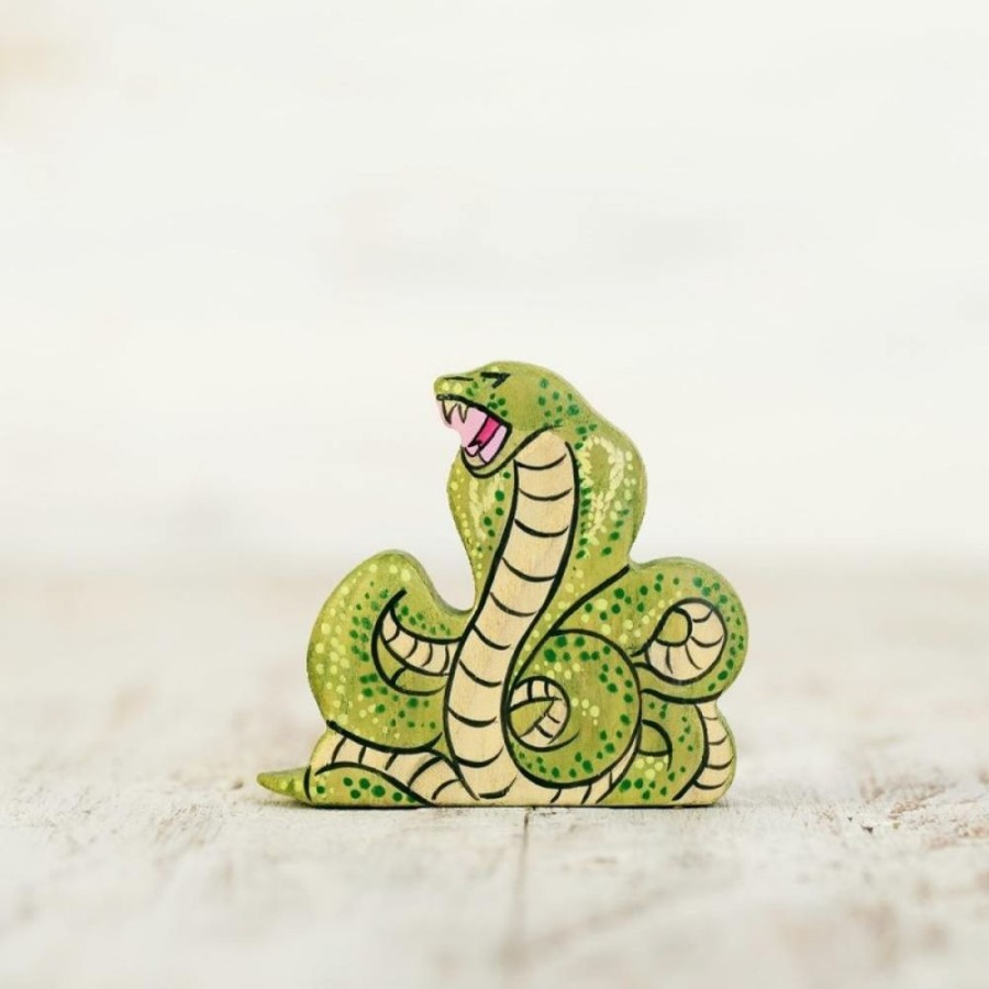 Toy Animals And Creatures Wooden Caterpillar | Wooden Toy Cobra Figurine