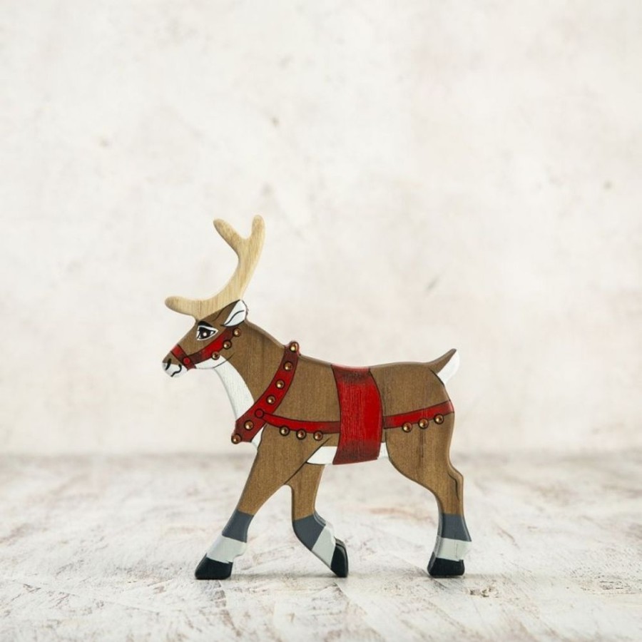 Toy Animals And Creatures Wooden Caterpillar | Wooden Christmas Reindeer Figurine