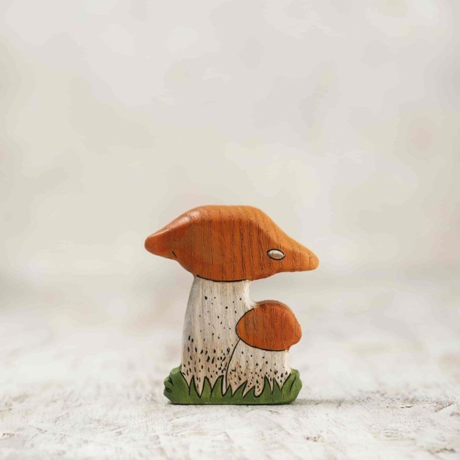 Toy Animals And Creatures Wooden Caterpillar | Wooden Red Cap Bolete Toy-Wooden Mushroom-Experience The Wonders Of The Forest With This Eco-Friendly, Handcrafted Toy