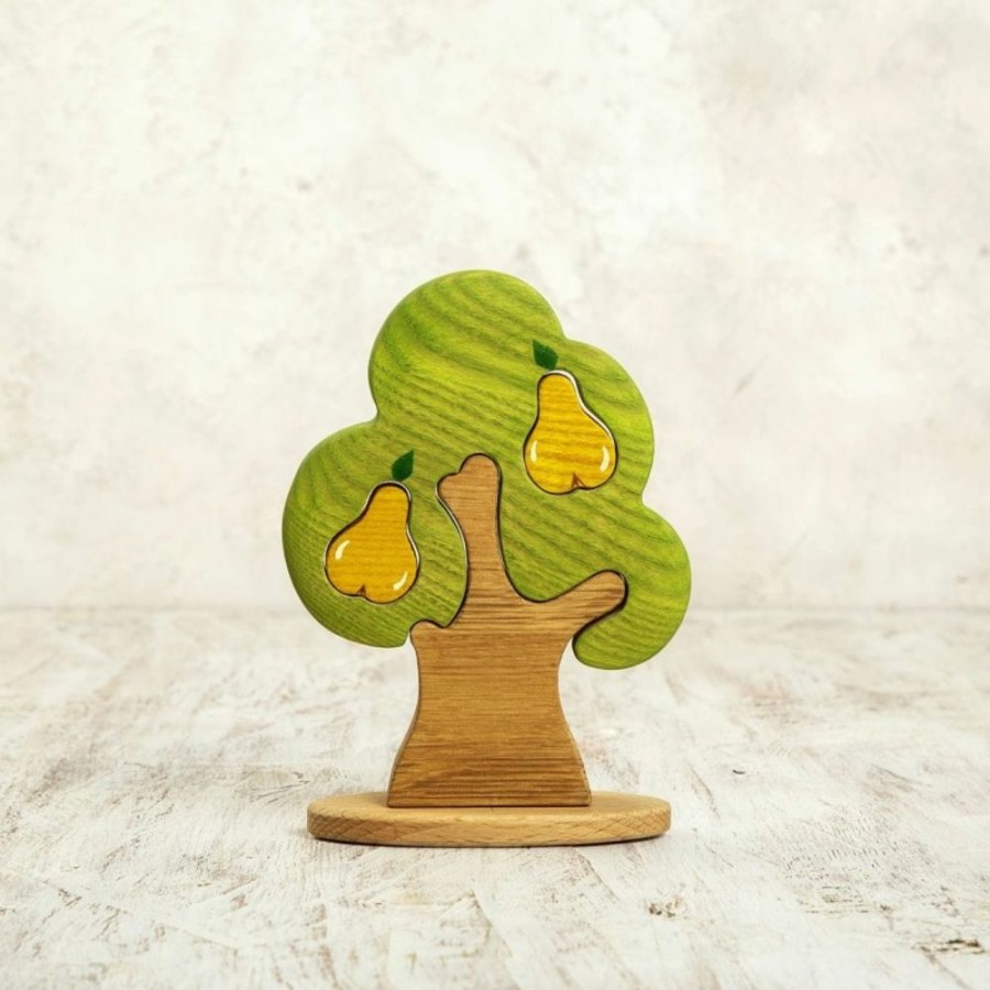 Tree Toys Wooden Caterpillar | Waldorf Wooden Pear Tree Puzzle